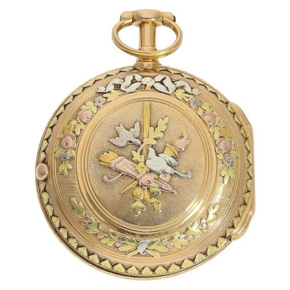 French attractive four colored gold pocket watch Circa 1780 French attractive four colored gold pocket watch Circa 1780