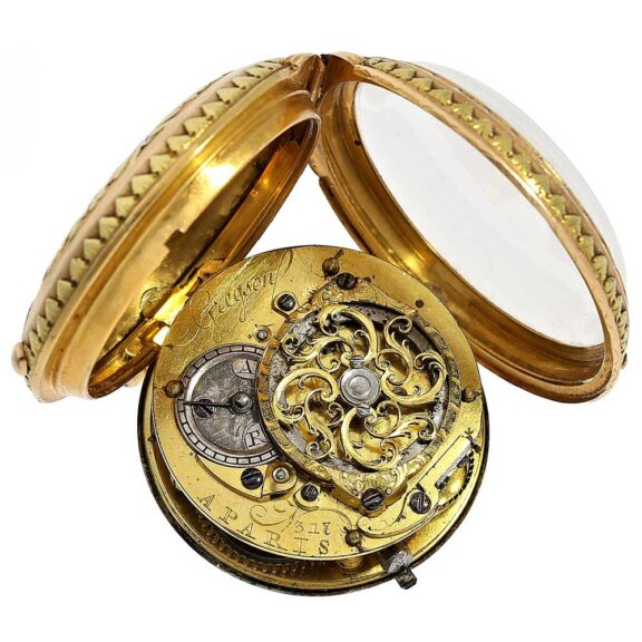 French attractive four colored gold pocket watch Circa 1780 French attractive four colored gold pocket watch Circa 1780