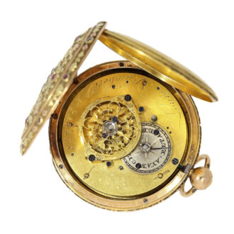 French splendid gold verge watch with jewels Circa 1800