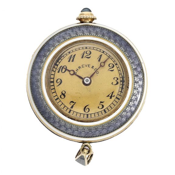 Swiss 14 carat gold enamel and platinum Art Nouveau watch Circa 1910