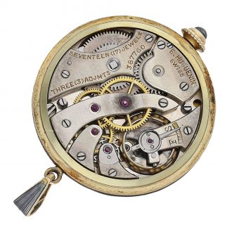 Swiss 14 carat gold enamel and platinum Art Nouveau watch Circa 1910