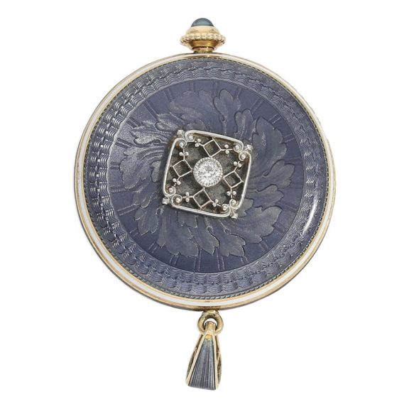 Swiss 14 carat gold enamel and platinum Art Nouveau watch Circa 1910 Swiss 14 carat gold enamel and platinum Art Nouveau watch Circa 1910