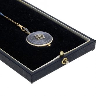 Swiss 14 carat gold enamel and platinum Art Nouveau watch Circa 1910