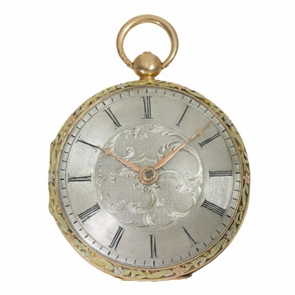 18 Carat multi colour gold exceptionally large verge watch Circa 1820