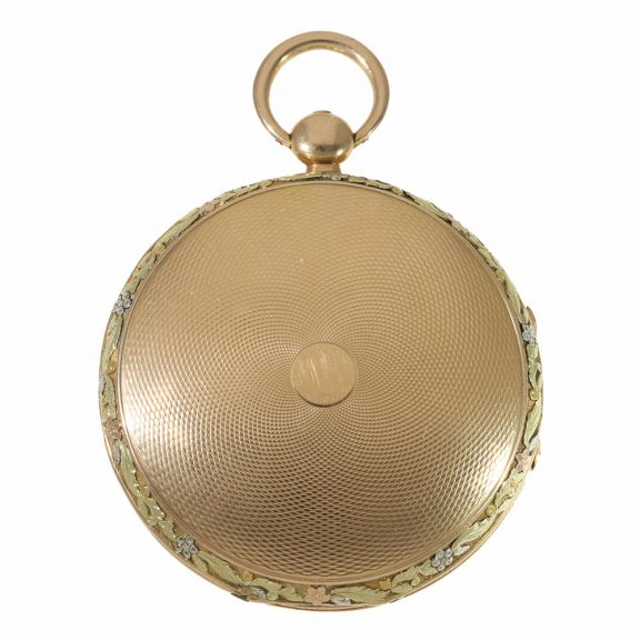 18 Carat multi colour gold exceptionally large verge watch Circa 1820 18 Carat multi colour gold exceptionally large verge watch Circa 1820