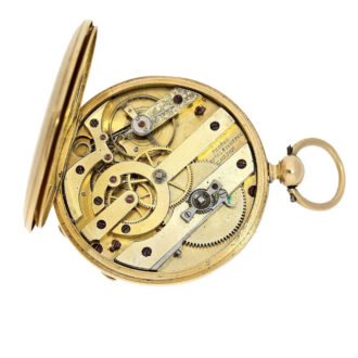 English 18k gold pocket watch with mock pendulum Circa 1850