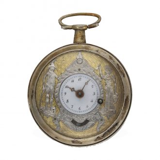 French silver verge watch with mock pendulum Circa 1800