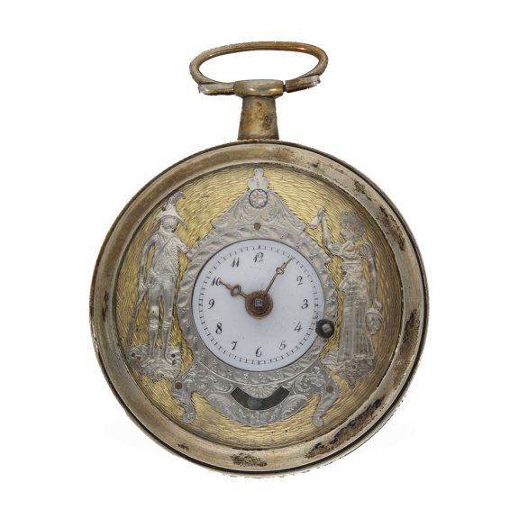 French silver verge watch with mock pendulum Circa 1800