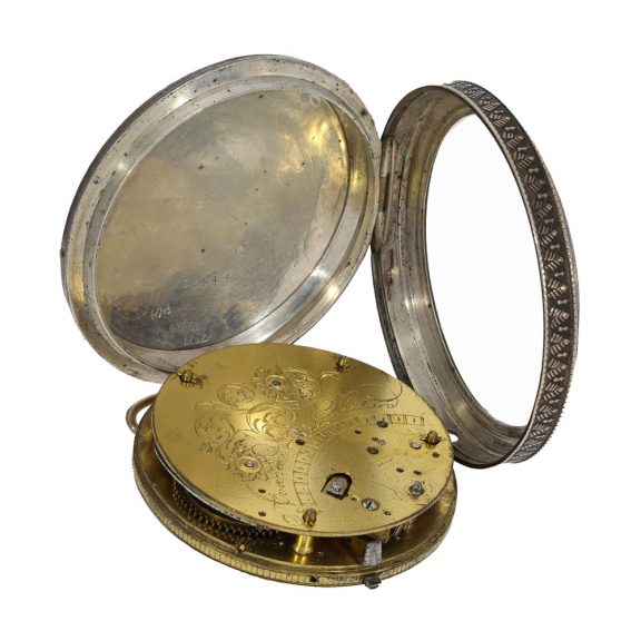 French silver verge watch with mock pendulum Circa 1800 French silver verge watch with mock pendulum Circa 1800
