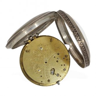French silver verge watch with mock pendulum Circa 1800