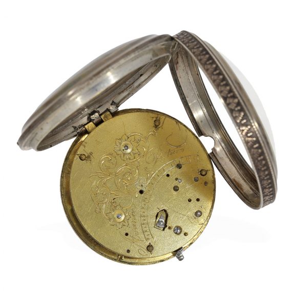 French silver verge watch with mock pendulum Circa 1800 French silver verge watch with mock pendulum Circa 1800