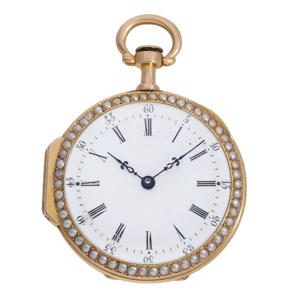 French 18 carat gold and enamel ‘Louis XV’ verge watch Circa 1875 French 18 carat gold and enamel ‘Louis XV’ verge watch Circa 1875