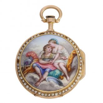 French 18 carat gold and enamel ‘Louis XV’ verge watch Circa 1875