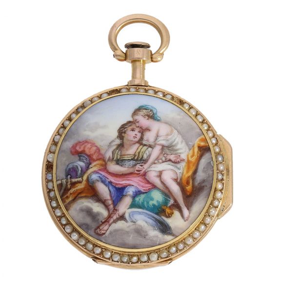 French 18 carat gold and enamel ‘Louis XV’ verge watch Circa 1875