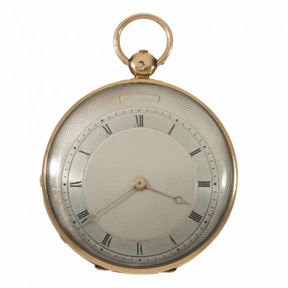 French 18 carat gold very thin lépine watch with silver dial Circa 1830