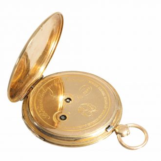 French 18 carat gold very thin lépine watch with silver dial Circa 1830