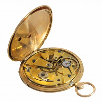 French 18 carat gold very thin lépine watch with silver dial Circa 1830