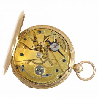 French 18 carat gold very thin lépine watch with silver dial Circa 1830