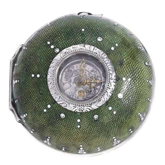 A heavy silver English watch covered with shagreen Circa 1766