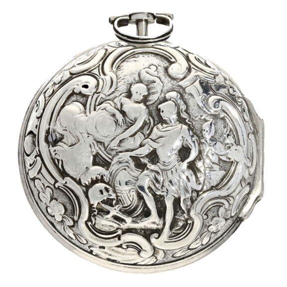 A heavy silver English watch covered with shagreen Circa 1766 A heavy silver English watch covered with shagreen Circa 1766