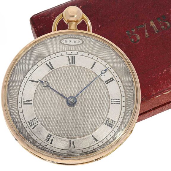 French gold repeater watch with decentralized dial Circa 1820 French gold repeater watch with decentralized dial Circa 1820