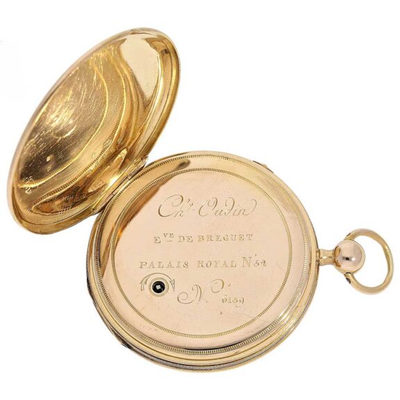French gold repeater watch with decentralized dial Circa 1820 French gold repeater watch with decentralized dial Circa 1820