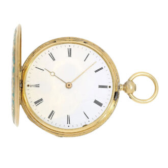 Swiss gold hunter with fine enamel painting Circa 1840