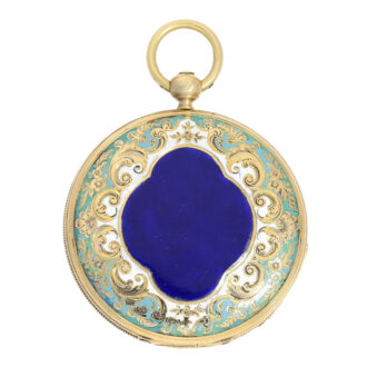 Swiss gold hunter with fine enamel painting Circa 1840