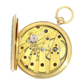 Swiss gold hunter with fine enamel painting Circa 1840