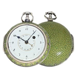 English rare high class silver case, shagreen covered Circa 1770