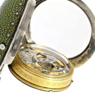 English rare high class silver case, shagreen covered Circa 1770
