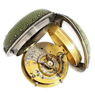English rare high class silver case, shagreen covered Circa 1770