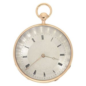 French gold repeater watch with decentralized dial Circa 1800