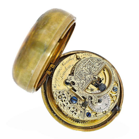 English pair cased verge watch with mock pendulum Circa 1750 English pair cased verge watch with mock pendulum Circa 1750