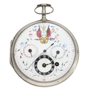 Technically interesting very rare French large verge watch with calendar Circa 1790