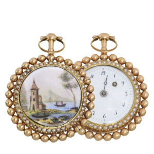 Extravagant Swiss 18 Carat gold enamel dial watch Circa 1790