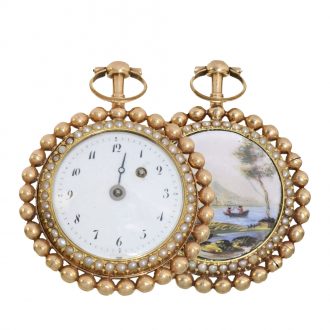 Extravagant Swiss 18 Carat gold enamel dial watch Circa 1790