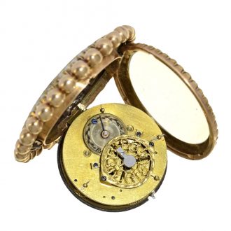 Extravagant Swiss 18 Carat gold enamel dial watch Circa 1790