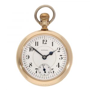 American 14 carat gold railway watch with chain Circa 1912