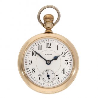 American 14 carat gold railway watch with chain Circa 1912