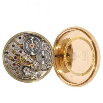 American 14 carat gold railway watch with chain Circa 1912