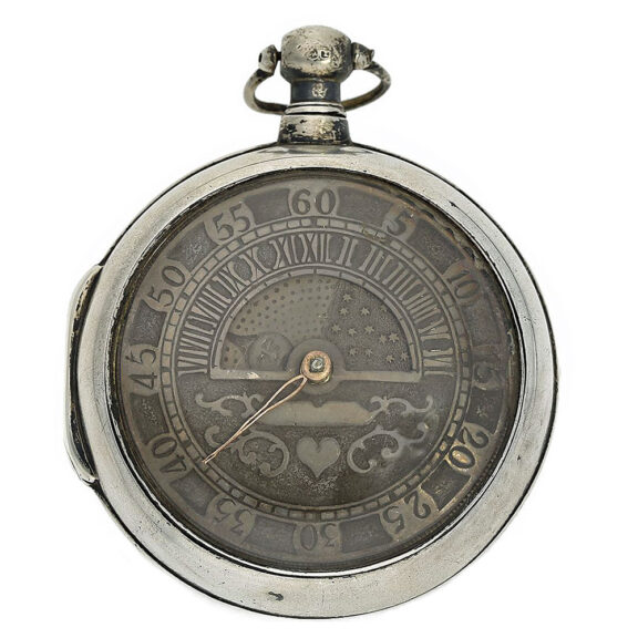 English silver verge watch with day & night indication Circa 1825