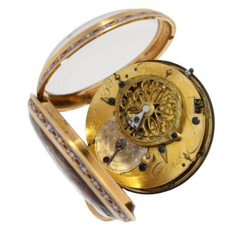 French gold enamel verge watch with enamel painting Circa 1780