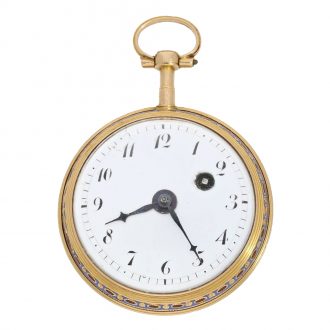 French gold enamel verge watch with enamel painting Circa 1780