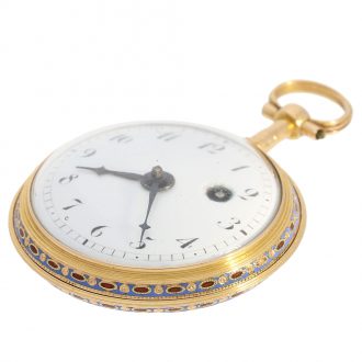 French gold enamel verge watch with enamel painting Circa 1780