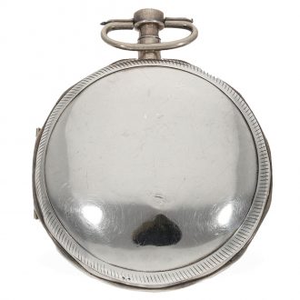 Swiss silver full hunter cased watch with enamel painting Circa 1780