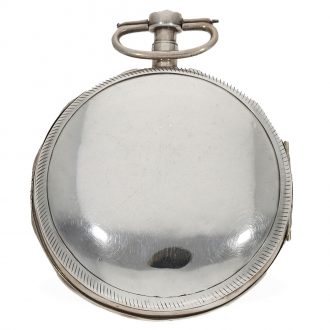 Swiss silver full hunter cased watch with enamel painting Circa 1780