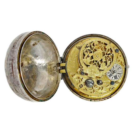 English silver pair cased verge pocket watch Circa 1739 English silver pair cased verge pocket watch Circa 1739