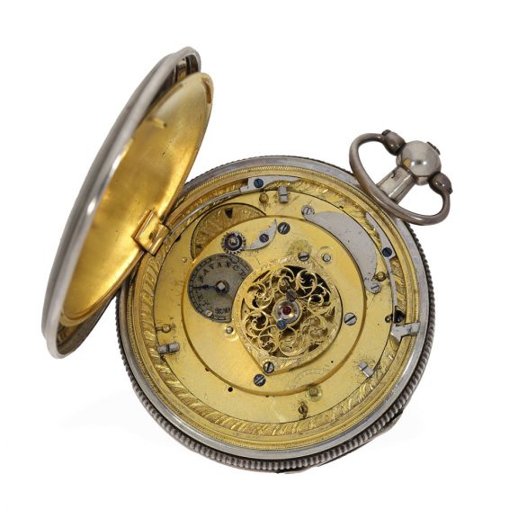 French silver complicated watch with repetition and self strike Circa 1790 French silver complicated watch with repetition and self strike Circa 1790
