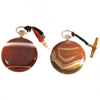 Swiss agate pair of chronometers with lever escapements Circa 1925